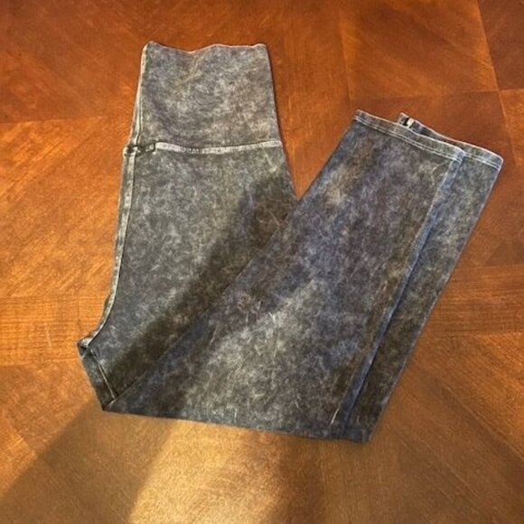 T Party‎ Womens High-Waisted Black Acid Wash Leggings yoga pants dyed capri - Picture 5 of 5